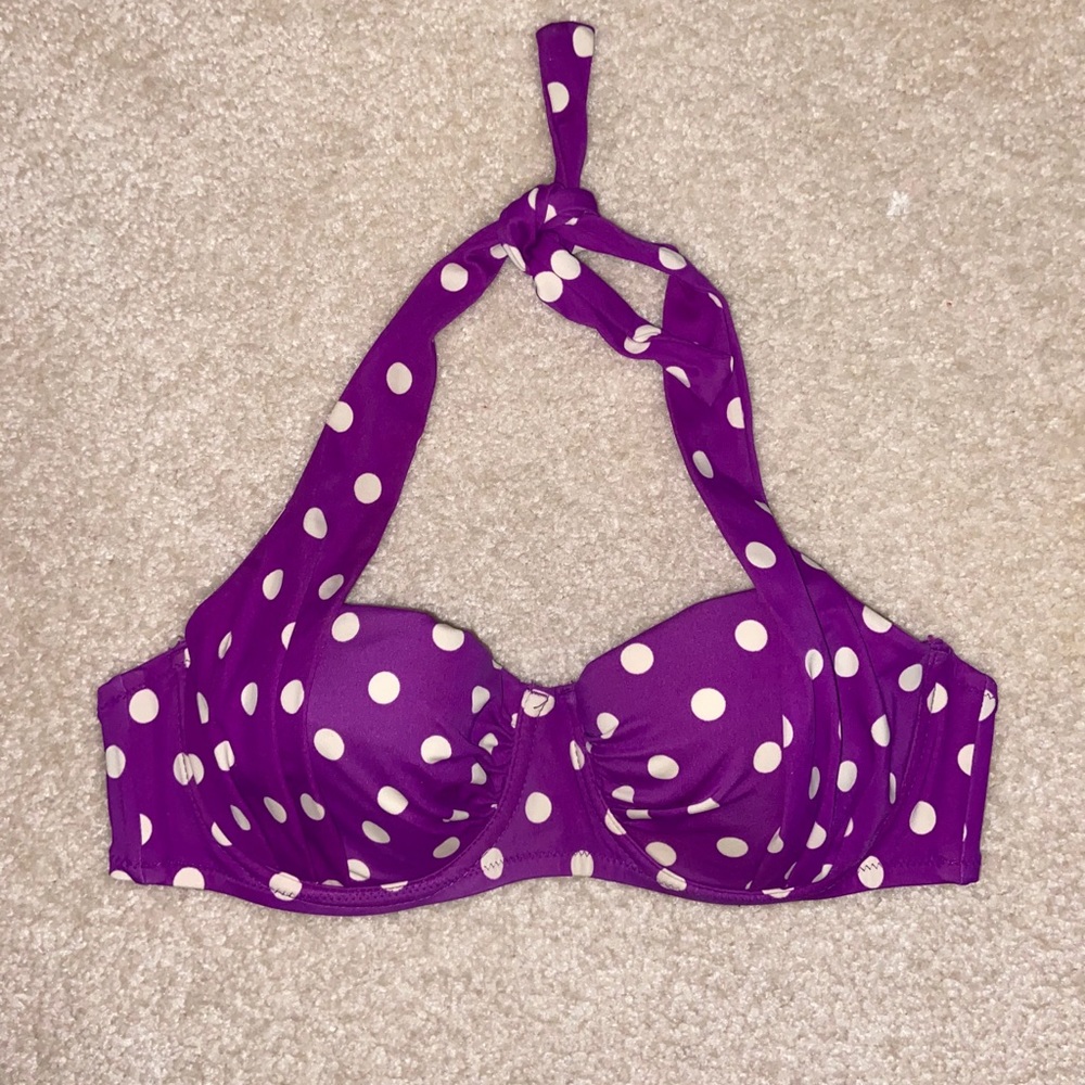 J Crew Purple Poka Dot Bikini Top